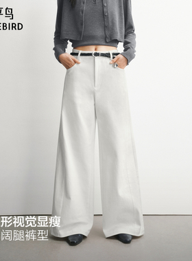 【商场同款】太平鸟26年春款白色附腰带宽松阔腿休闲裤A1GBG1230