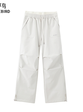 太平鸟高腰工装伞兵裤25冬季宽松挺括三防运动裤休闲裤A3GBE4410*