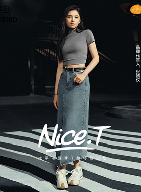 【张婧仪同款】太平鸟女装2024夏季款短袖醋酸天丝T恤A1CNE2102