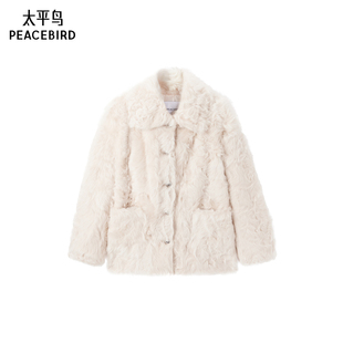 翻领羊羔毛皮草 款 太平鸟女装 2024年冬季