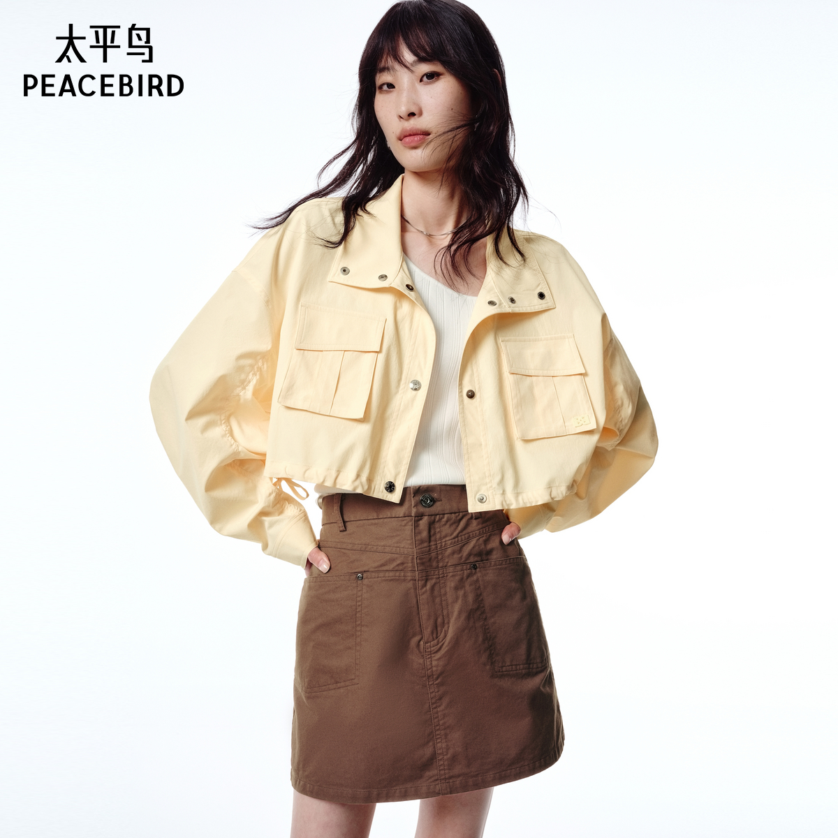 【商场同款】太平鸟女装2025年夏季新款工装风黄色便服A3BBF2342