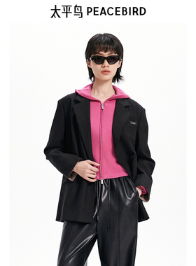 太平鸟女装秋季款毛边廓形西装A3BAE3547