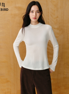 【商场同款】太平鸟25冬新款羊毛混纺分割线显瘦长袖T恤A3CPF410J