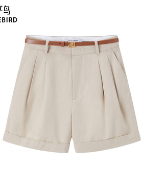 太平鸟女装2024年夏季款天丝翻边中短裤A1GCE2204