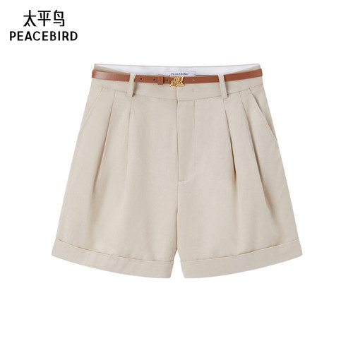 太平鸟女装2024年夏季款天丝翻边中短裤A1GCE2204