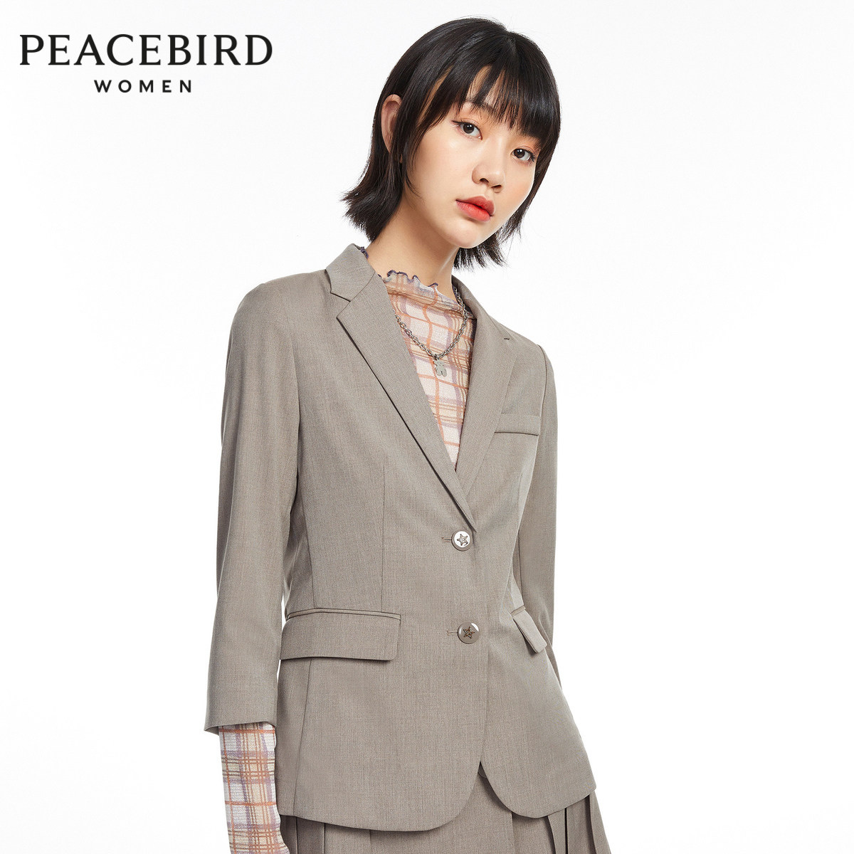 【商场同款】太平鸟2020秋季新款学院风收腰西装A1BAA3202