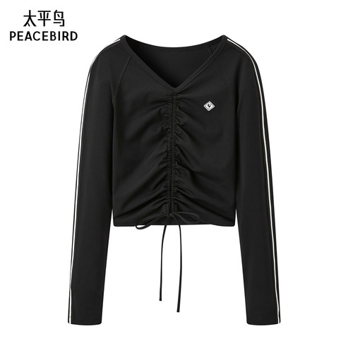 太平鸟女装年春季款抽绳运动针织衫A3CPE1388