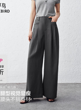 【商场同款】太平鸟26夏季新款兰精天丝阔腿弯刀西装裤A1GBG2209
