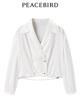 太平鸟女装2024年夏季新款双排扣时尚衬衫A1CAE2246