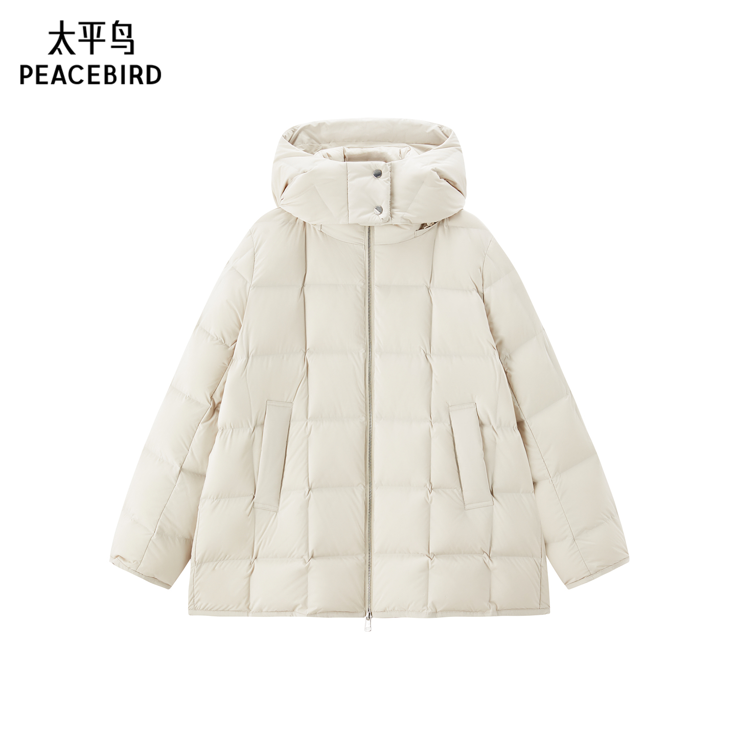 【商场同款】太平鸟连帽宽松廓形90白鸭绒羽绒服外套女A1ACF4308