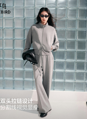 【商场同款】太平鸟春新款空气层休闲立领卫衣长裤套装A1CRG1250