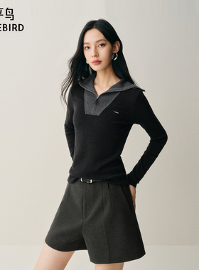 【商场同款】太平鸟25冬季羊毛混纺海军领打底针织衫新A3EEF4168