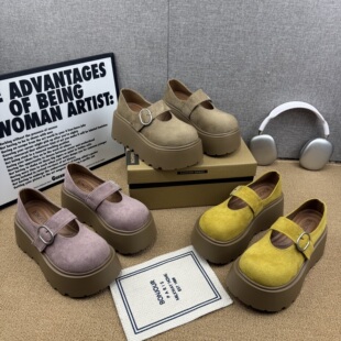 复古百搭厚底增高7cm小个子松糕玛丽珍单鞋 新款 女2026春季 勃肯鞋