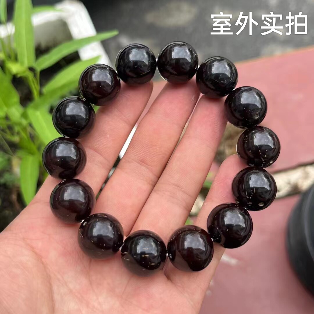 正宗黑金鼠圆珠手串 三眼鼠光珠手链 紫金鼠菩提子念珠盘玩好运珠