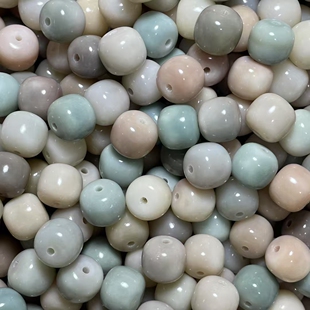 天然多宝16mm菩提根大桶珠 老型散珠风化黄绿白串珠DIY老料干磨