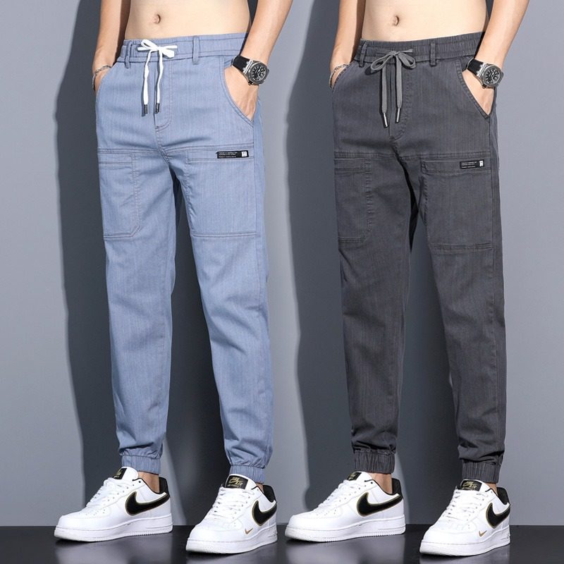 休闲裤男秋季宽松束脚九分裤耐磨新款潮牌六兜袋弹力男士牛仔裤子,男装,牛仔裤,淘宝优惠券,粉丝福利购,淘宝优惠卷