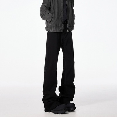 美式高街弯刀男宽松直筒牛仔裤