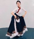 藏族舞蹈服练习裙半身裙大学生藏族班服艺考学生服装 民族风格 套装