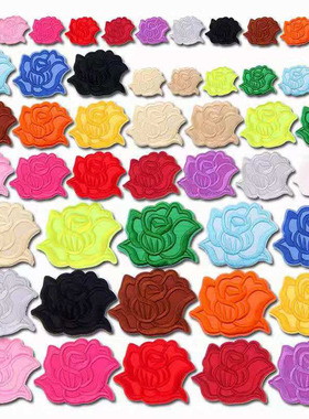 大中小号玫瑰花朵补丁贴酒店台布床单遮污修补熨烫贴花补烟洞布贴