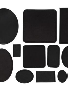 时尚纯黑色布贴补丁大号小号衣服修补破洞方块椭圆形装饰熨烫贴花
