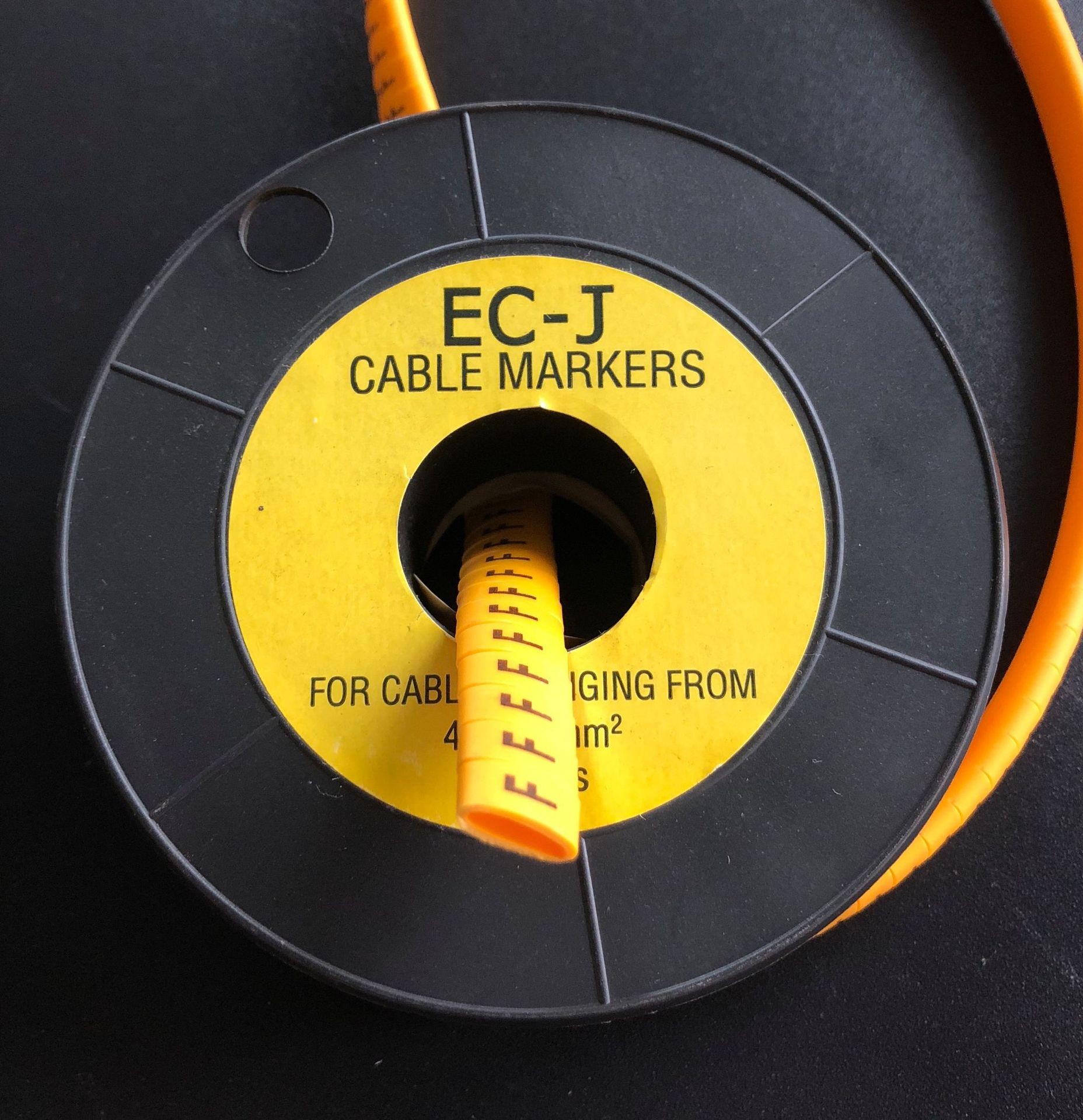 ec-2/ec-j可易塑料号码牌软质pvc号码管黄色黑字标签标识识别标签