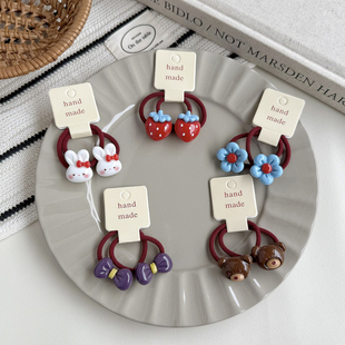 儿童发圈韩版 高弹力小熊发绳女童发饰扎头发皮筋宝宝蝴蝶结头饰小