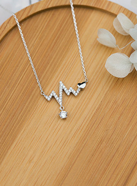 民升 闪钻心跳项链女网红ins风百搭时尚锁骨链小众设计高级感颈链