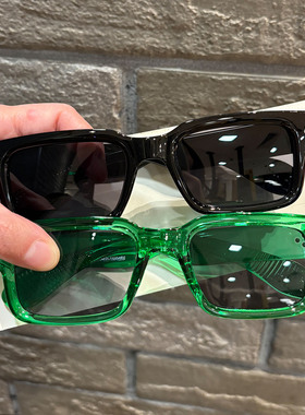 新款时尚方框太阳镜欧美潮流简约百搭眼镜个性铆钉装饰跨境墨镜男