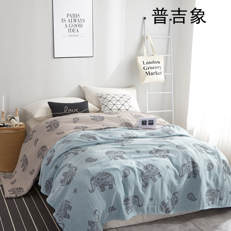 全棉四层纱布毛巾被普吉象沙发巾加大单双人空调被多功能盖毯床单