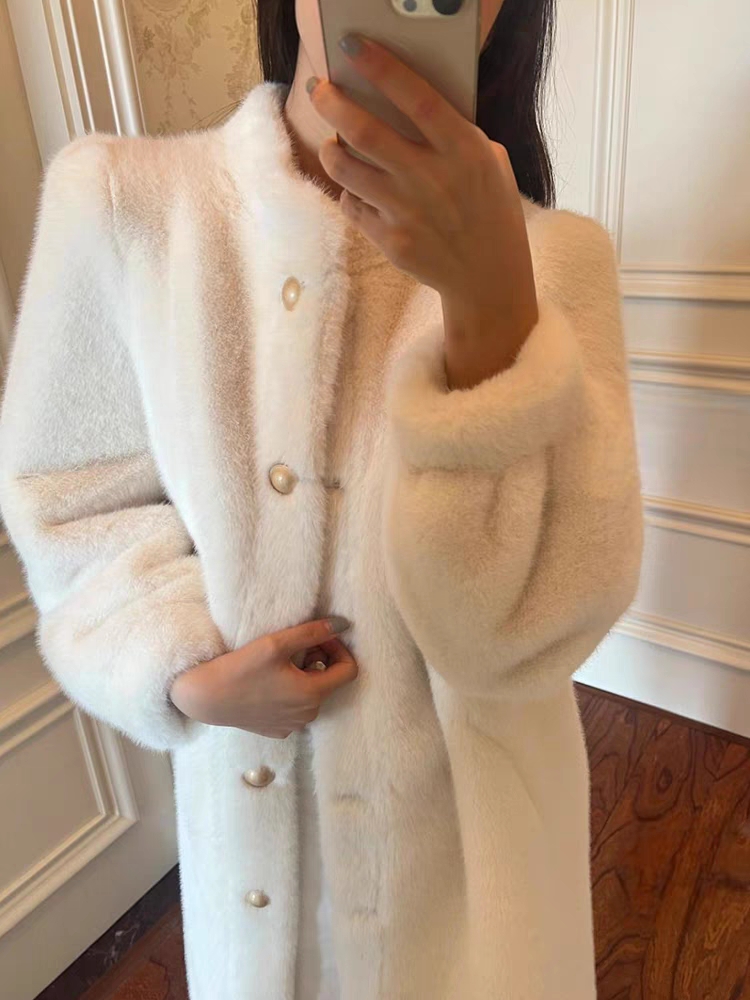 水貂绒中长款羊羔毛皮毛一体皮草