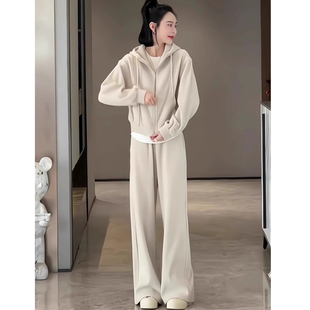 两件套 女2025秋冬高级感网红减龄休闲连帽卫衣阔腿裤 欧式 运动套装