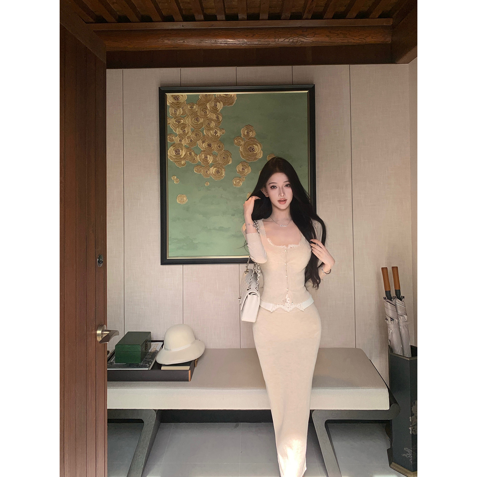 JAYKYYANGU领开衫包臀裙套装图片