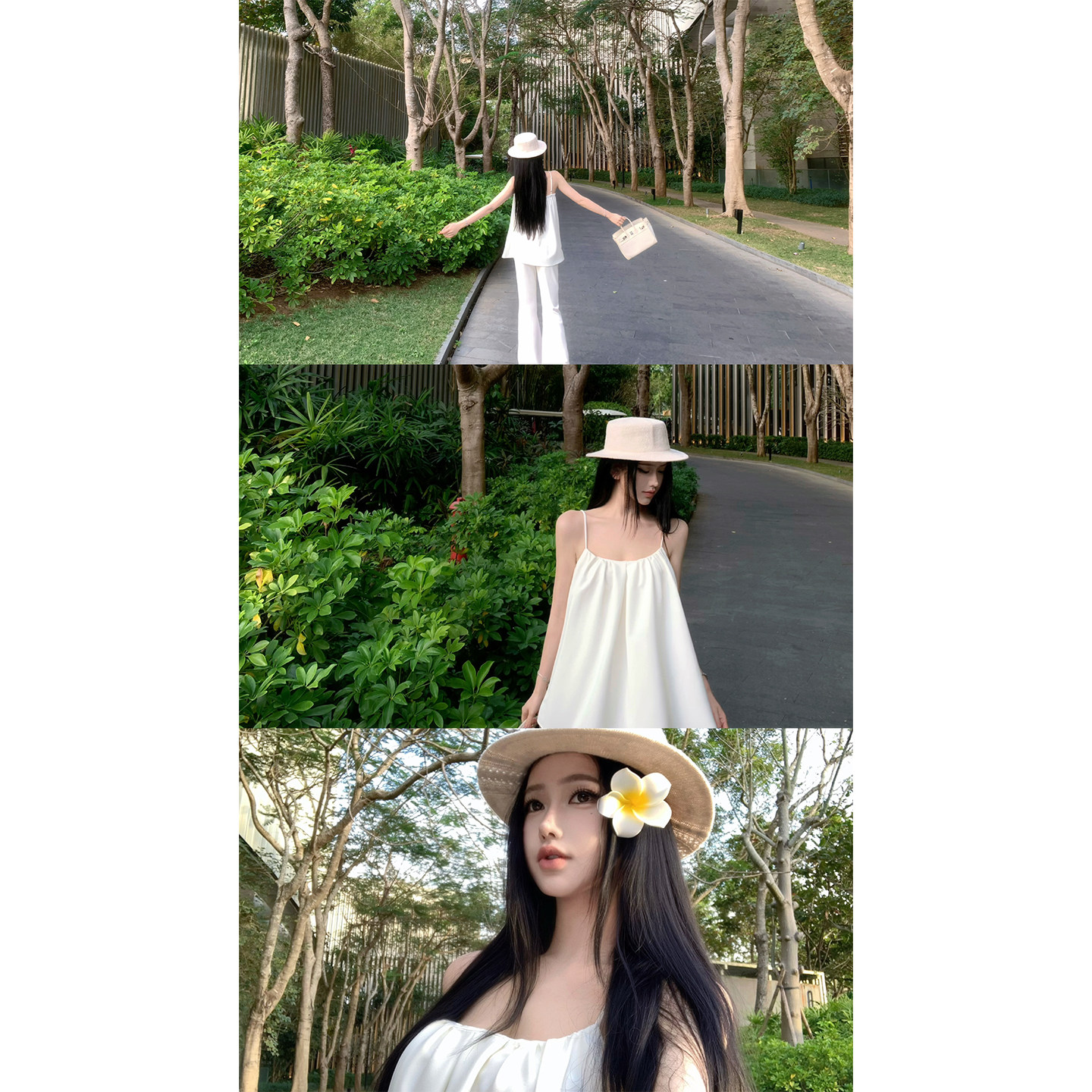 JAYKY YANG【莉娜小姐】A字垂感吊带上衣显瘦微喇长款休闲裤套装