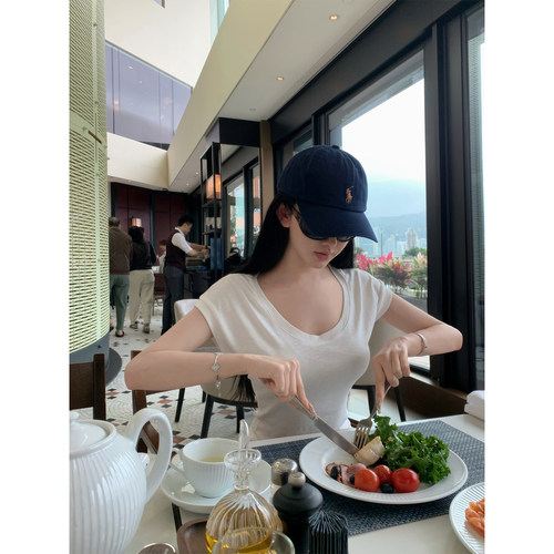 JAYKYYANG短袖女u领正肩t恤