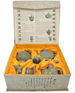 壶良心壶凤鸣壶公道杯爵杯特色工艺 倒装 陕西耀州六件套 花盒子装