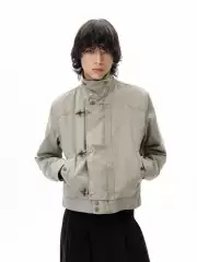 Tailang's Shop Autumn American Retro Airplane Buckle Workwear Jacket Unisex Trendy Brand Regular Shoulder Short Jacket Couple Style Trendy