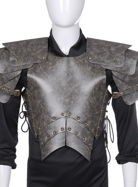 外贸现货万圣节狂欢节舞台道具 成人PU皮革中世纪武士Cosplay盔甲