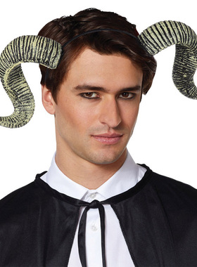 厂家直销创意款外贸万圣节舞会道具发泡弯羊角发箍头箍