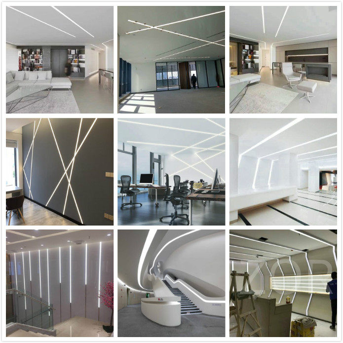 现代简约商业办公照明铝型材线条灯嵌入式多角度个性拼接线性吊灯