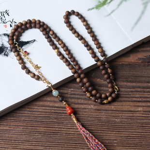 海南棋楠沉香项链中式国风饰品南红玛瑙配饰原创设计木带宝 MD293