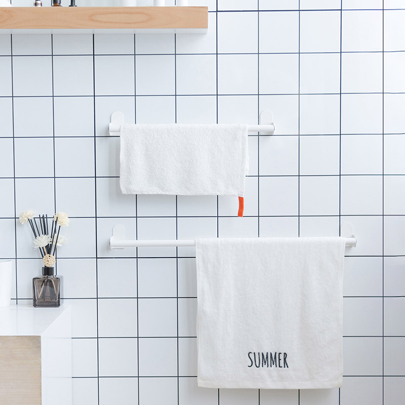 拾久集壁挂墙上免打孔毛巾杆白色单杆浴室卫生间晾挂洗手间置物架