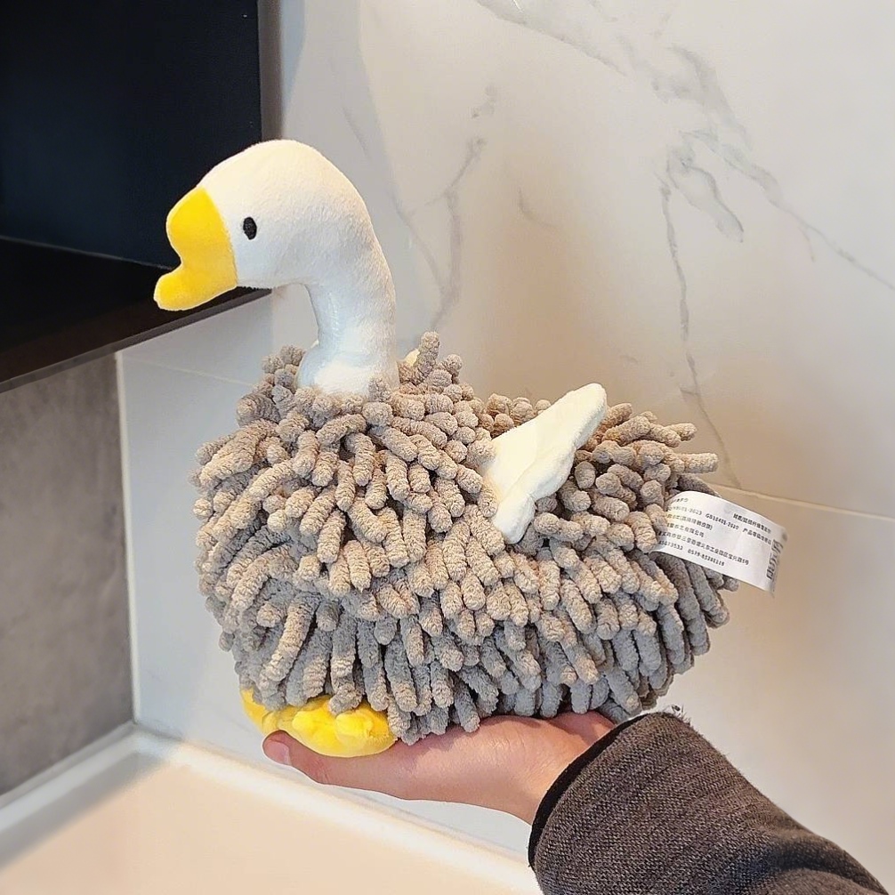 大鹅擦手巾挂式可爱厨房擦手毛巾超强吸水加厚雪尼尔公仔不掉毛