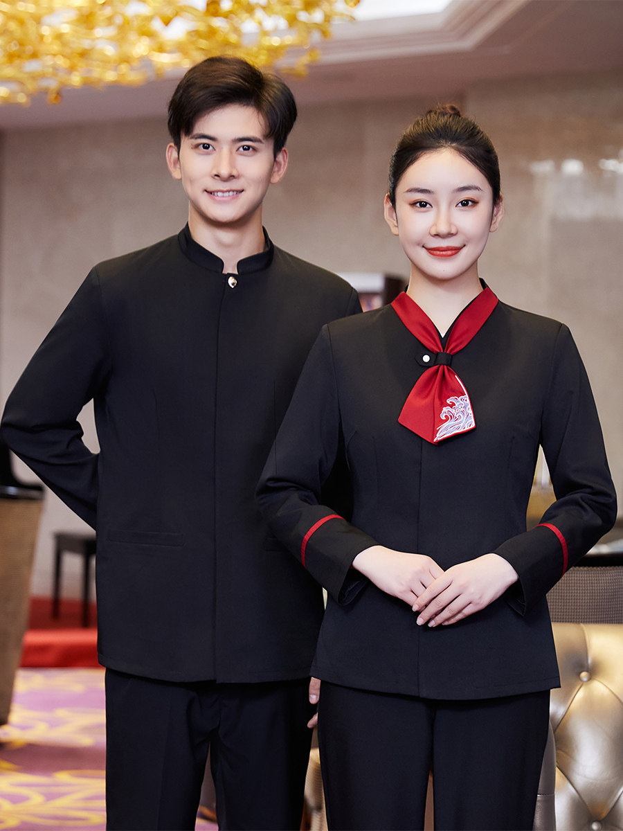 酒店服务员工作服长袖女中餐厅餐饮海鲜酒楼火锅店饭店外套秋冬装