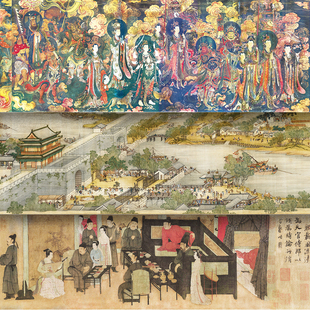 手帐和纸胶带复古中国风法海寺壁画清明上河图韩熙载夜宴图特油