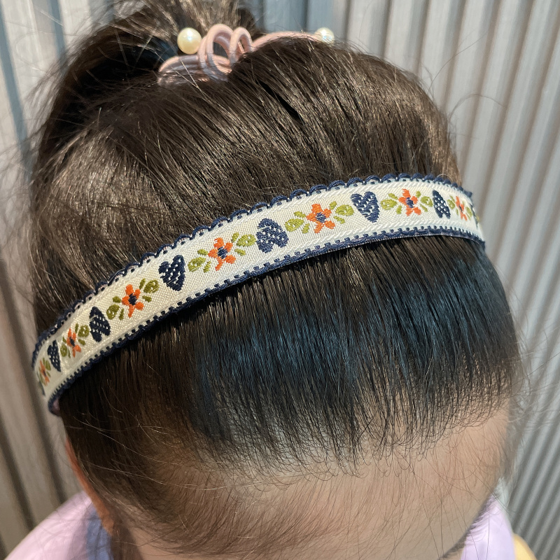 刺绣小花女童魔术贴发箍儿童不伤发碎发贴刘海贴可爱宝宝防滑头箍