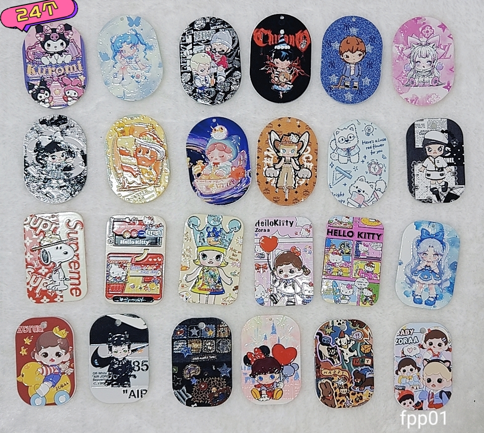 各种方形圆形浮雕亚克力片片混装没有重复手机链包挂配件