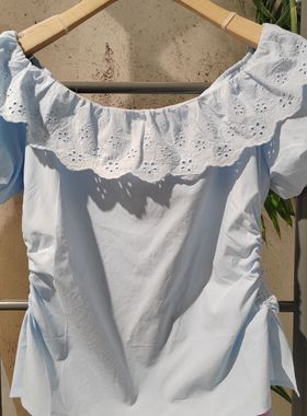 汤米诺2025年夏季新款商场同款上衣女蕾丝衫雪纺衫T28231051216