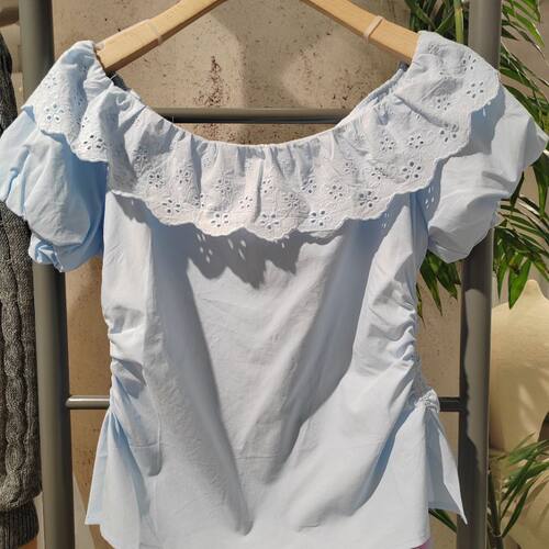 汤米诺2025年夏季新款商场同款上衣女蕾丝衫雪纺衫T28231051216