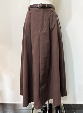 Time RoaD/汤米诺伞裙高腰A字2025秋装商场同款半身裙百搭配腰带