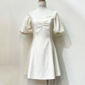 Time 显廋显高连衣裙 纯色方领优雅气质收腰短袖 RoaD 汤米诺夏季